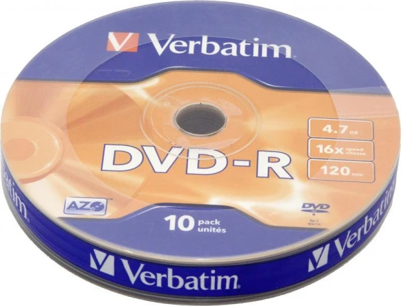 Диск DVD-R Verbatim 4.7Gb 16x bulk (10шт) (43729)