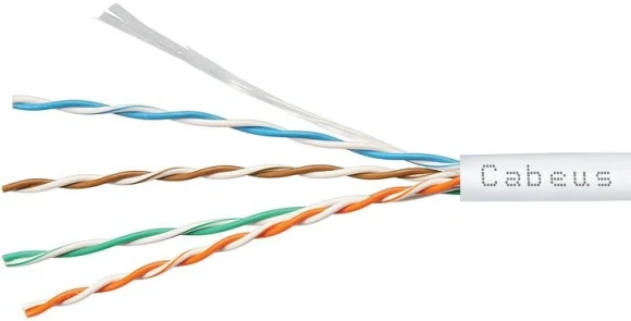 Кабель информационный Cabeus UTP-4P-Cat.5e-SOLID-LSZH-WH-100 кат.5E U/UTP 4 пары LSZH внутренний 100м белый