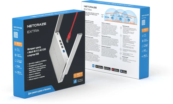 Роутер беспроводной Keenetic Netcraze Extra (NC-1714) AC1200 10/100BASE-TX/4G ready белый