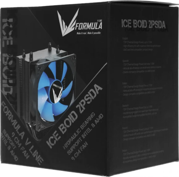 Устройство охлаждения(кулер) Formula Ice Boid 2PSDA Soc-AM5/AM4/1200/1700/1851 черный/синий 4-pin 17-34dB Al+Cu 100W Ret Устройство охлаждения(кулер) Formula Ice Boid 2PSDA Soc-AM5/AM4/1200/1700/1851 черный/синий 4-pin 17-34dB Al+Cu 100W Ret