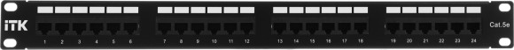Патч-панель ITK PP24-1UC5EU-D05 19" 1U 24xRJ45 кат.5E UTP