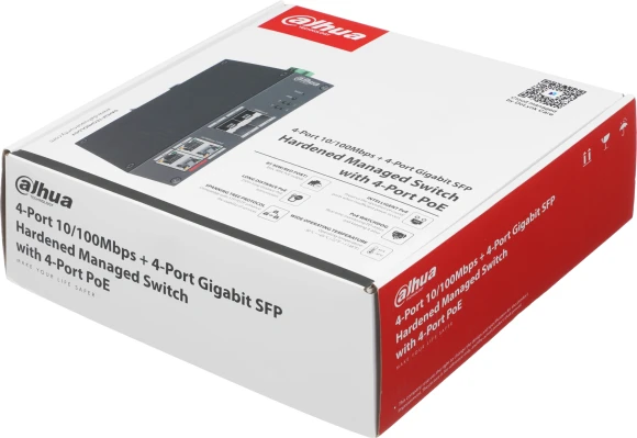Коммутатор Dahua DH-HS4408-4ET-96 (L2) 4x100Мбит/с 4x1Гбит/с 4SFP 4PoE 96W управляемый