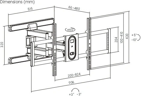 Кронштейн для телевизора Ultramounts UM970 черный 95"-120" макс.60кг настенный поворот и наклон Кронштейн для телевизора Ultramounts UM970 черный 95"-120" макс.60кг настенный поворот и наклон