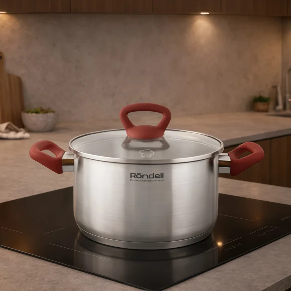 Кастрюля Rondell Heidi RDS-1114 4.8л. d=24см (с крышкой) стальной Кастрюля Rondell Heidi RDS-1114 4.8л. d=24см (с крышкой) стальной