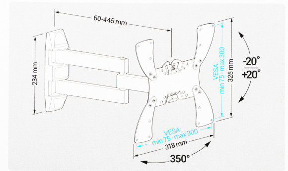 Кронштейн для телевизора Holder LCDS-5066 черный 22"-42" макс.30кг настенный поворот и наклон Кронштейн для телевизора Holder LCDS-5066 черный 22"-42" макс.30кг настенный поворот и наклон