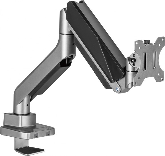 Кронштейн для мониторов Ultramounts UM717 серебристый 17"-49" макс.18кг крепление к столешнице поворот и наклон Кронштейн для мониторов Ultramounts UM717 серебристый 17"-49" макс.18кг крепление к столешнице поворот и наклон