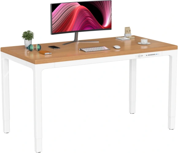 Стол для компьютера Cactus CS-ET-WWD электропривод столешница массив тропического дерева Сипо Махагони белый красное дерево каркас белый 160x75x80см
