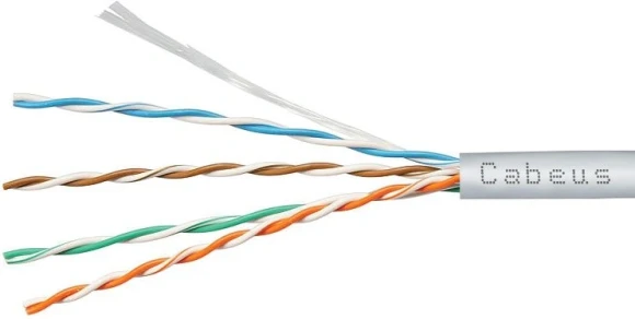 Кабель информационный Cabeus UTP-4P-Cat.5e-SOLID-LSZH-GY-LIGHT-100 кат.5E U/UTP 4 пары LSZH внутренний 100м серый