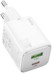 Сетевое зар./устр. Hoco N41 Almighty White 20W 3A (PD+QC+AFC) USB-A/Type-C универсальное белый