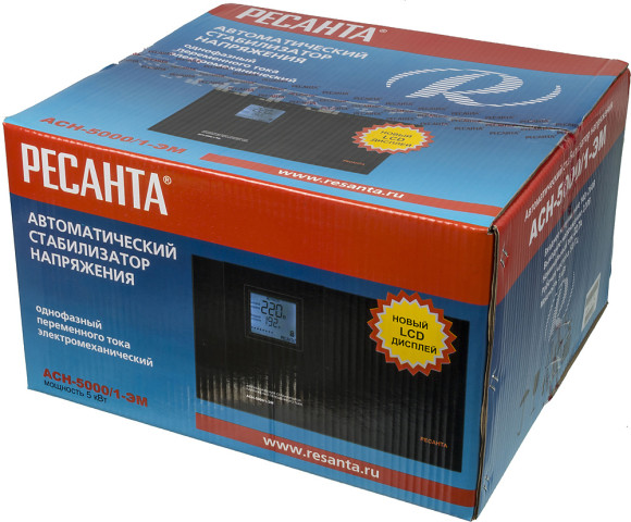 Стабилизатор напряжения Ресанта АСН-5000/1-ЭМ однофазный черный (63/1/6)