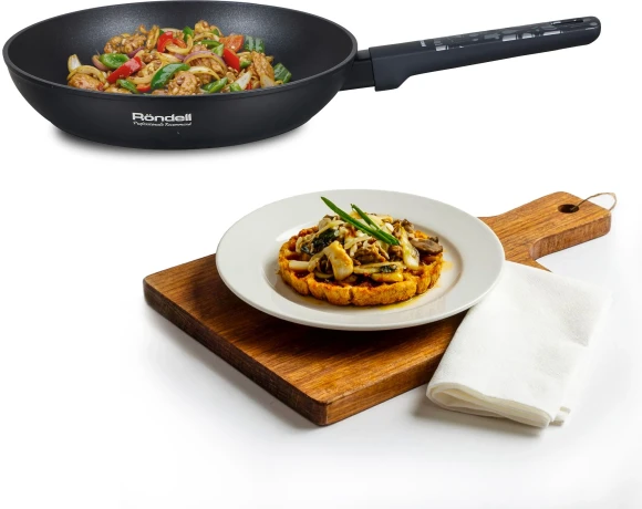 Сковорода Rondell Kitchen RDA-1982 круглая 24см покрытие: Xylan Plus ручка несъемная (без крышки) черный Сковорода Rondell Kitchen RDA-1982 круглая 24см покрытие: Xylan Plus ручка несъемная (без крышки) черный