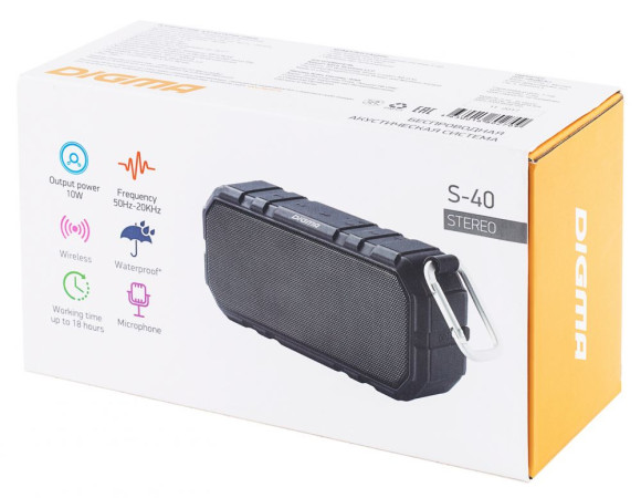 Колонка порт. Digma S-40 черный 10W 1.0 BT 2000mAh (SP4010B) Колонка порт. Digma S-40 черный 10W 1.0 BT 2000mAh (SP4010B)
