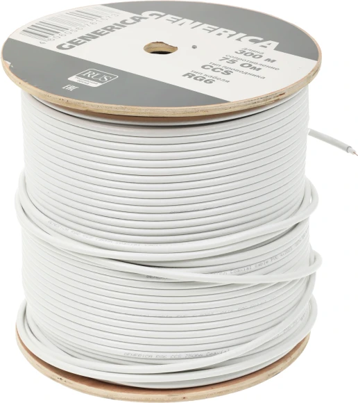 Кабель коаксиальный ITK CC1-R6F1-111-300-G RG-6 FTP 75Om PVC внутренний 300м белый