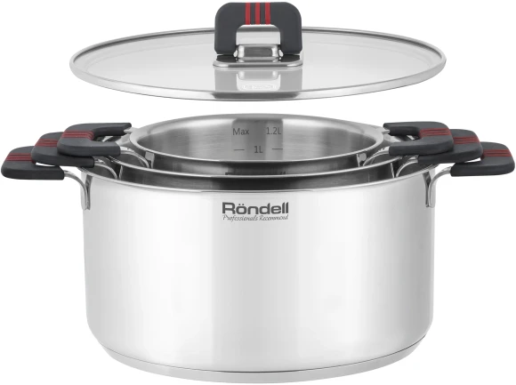 Кастрюля Rondell Stripes RDS-1636 1.2л. d=16см (с крышкой) стальной