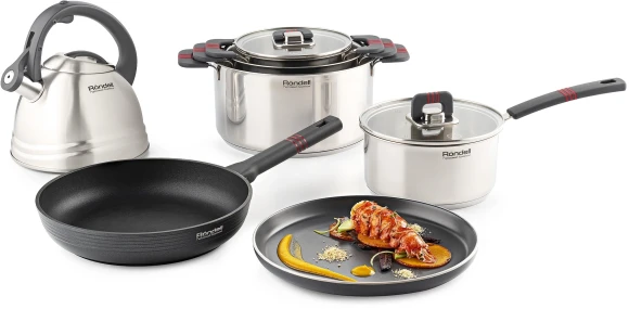 Кастрюля Rondell Stripes RDS-1636 1.2л. d=16см (с крышкой) стальной