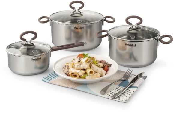 Кастрюля Rondell Etery RDS-1600 5.1л. d=24см (с крышкой) стальной Кастрюля Rondell Etery RDS-1600 5.1л. d=24см (с крышкой) стальной