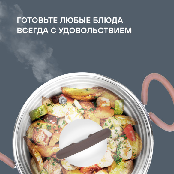 Кастрюля Rondell Etery RDS-1600 5.1л. d=24см (с крышкой) стальной Кастрюля Rondell Etery RDS-1600 5.1л. d=24см (с крышкой) стальной