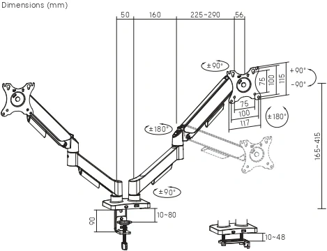 Кронштейн для мониторов Ultramounts UM740 черный 17"-32" макс.18кг крепление к столешнице поворот и наклон
