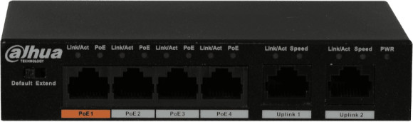 Коммутатор Dahua DH-PFS3006-4ET-60 (L2) 6x100Мбит/с 4PoE 60W неуправляемый