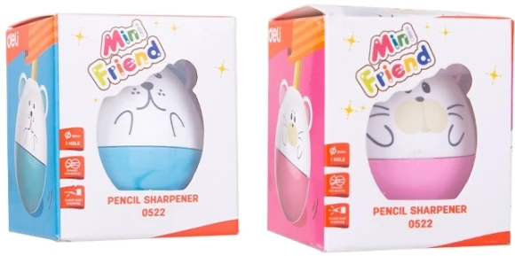 Точилка для карандашей ручная Deli E0522 Неваляшка E0522 1 отверстие пластик ассорти