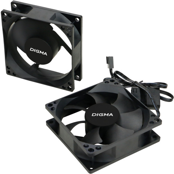 Вентилятор для корпуса Digma DFan-80 80х80x25 черный 3-pin 4-pin (Molex) 23дБ Ret