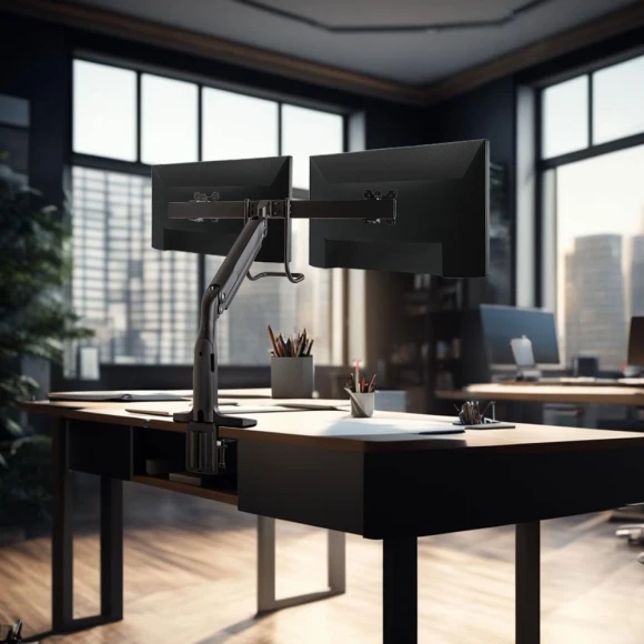 Кронштейн для мониторов Kromax OFFICE-20 черный 17"-35" макс.10кг настольный поворот и наклон Кронштейн для мониторов Kromax OFFICE-20 черный 17"-35" макс.10кг настольный поворот и наклон