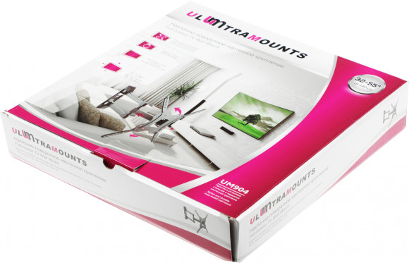 Кронштейн для телевизора Ultramounts UM904 черный 32"-55" макс.30кг настенный поворотно-выдвижной и наклонный