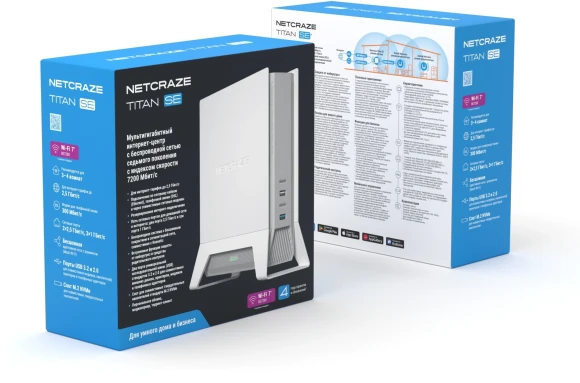 Роутер беспроводной Keenetic Netcraze Titan SE NC (NC-4210) BE7200 10/100/1000/2500BASE-TX/4G ready белый Роутер беспроводной Keenetic Netcraze Titan SE NC (NC-4210) BE7200 10/100/1000/2500BASE-TX/4G ready белый