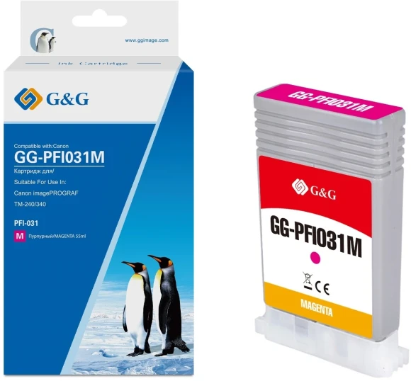 Картридж струйный G&G GG-PFI031M PFI-031M пурп.пигм. (55мл) для Canon imagePROGRAF TM-240/340 Картридж струйный G&G GG-PFI031M PFI-031M пурп.пигм. (55мл) для Canon imagePROGRAF TM-240/340