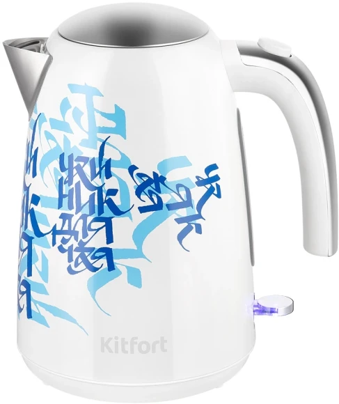 Чайник электрический Kitfort КТ-6768 1.7л. 2200Вт белый/фиолетовый корпус: металл/пластик
