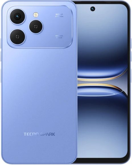 Смартфон Tecno Spark 40 256Gb 8Gb синий моноблок 3G 4G 2Sim 6.67" 720x1600 Android 15 50Mpix 802.11 a/b/g/n/ac/ax NFC GPS GSM900/1800 GSM1900 Protect FM microSD max1024Gb