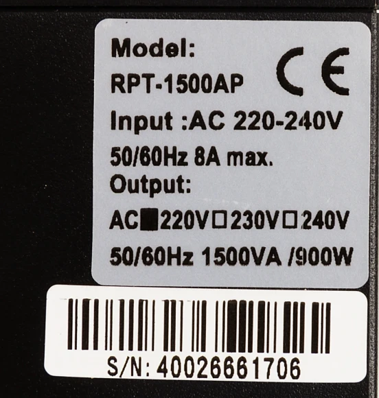 Источник бесперебойного питания Powercom Raptor RPT-1500AP 900Вт 1500ВА черный