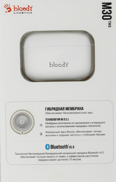 Гарнитура внутриканальные A4Tech Bloody M30 белый беспроводные bluetooth в ушной раковине (M30 (WHITE)) Гарнитура внутриканальные A4Tech Bloody M30 белый беспроводные bluetooth в ушной раковине (M30 (WHITE))