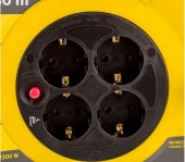 Удлинитель силовой IEK Industrial (WKP14-10-04-30) 1кв.мм 4розет. 30м ПВС 10A катушка желтый