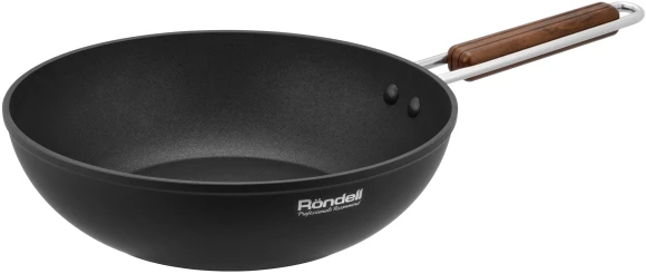 Сковорода ВОК (WOK) Rondell Fjord RDA-1800 круглая 28см покрытие: Xylan Plus ручка несъемная (с крышкой) черный