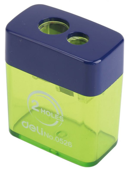 Точилка для карандашей ручная Deli E0526 2 отверстия пластик ассорти блистер