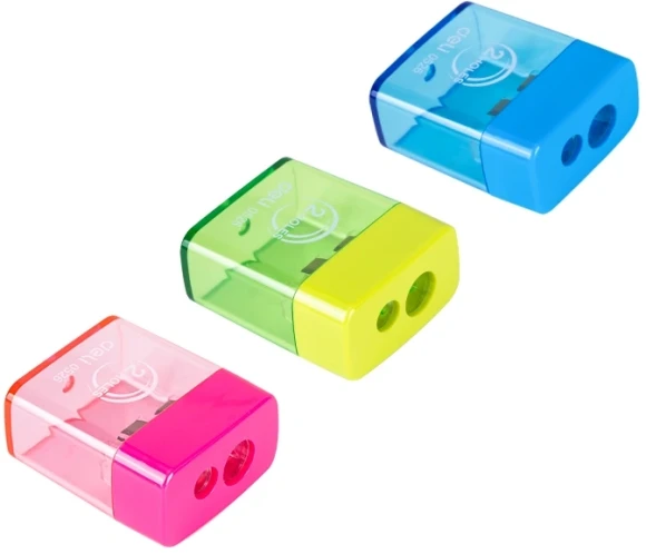 Точилка для карандашей ручная Deli E0526 2 отверстия пластик ассорти блистер