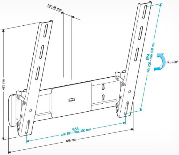 Кронштейн для телевизора Holder LCD-T4612 черный 32"-65" макс.40кг настенный наклон