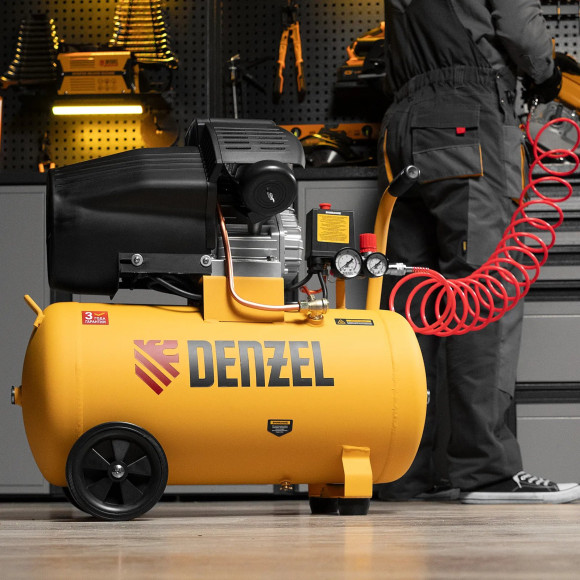 Компрессор поршневой Denzel DCV1800/50 масляный 320л/мин 50л 1800Вт желтый