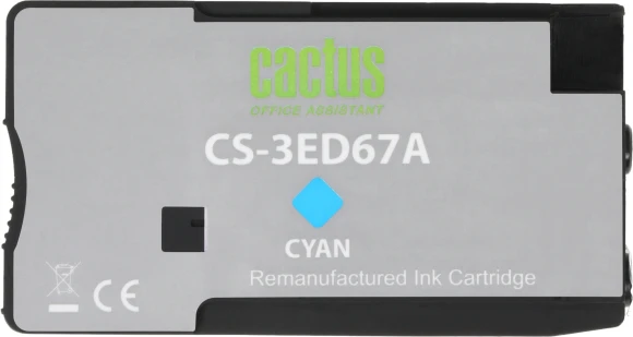 Картридж струйный Cactus CS-3ED67A 712 голубой (29мл) для HP DJ T230/T630/T650 с чипом