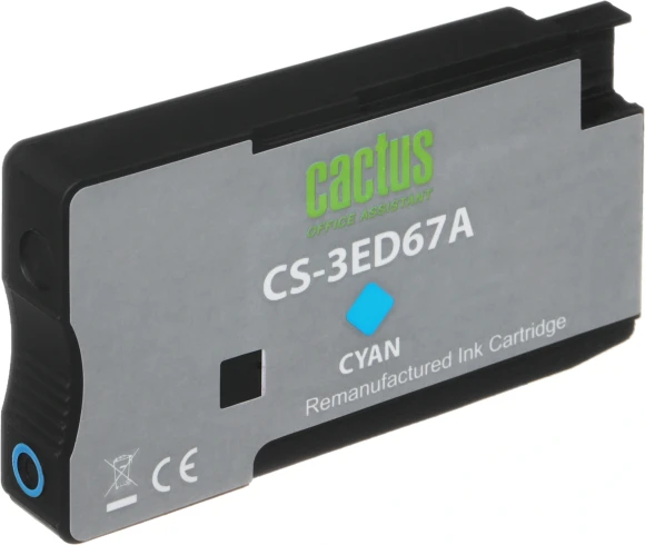 Картридж струйный Cactus CS-3ED67A 712 голубой (29мл) для HP DJ T230/T630/T650 с чипом