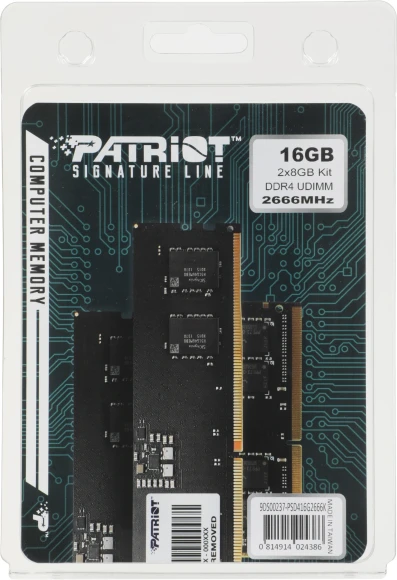 Память DDR4 2x8GB 2666MHz Patriot PSD416G2666K Signature RTL PC4-21300 CL17 DIMM UDIMM 288-pin 1.2В kit single rank Ret