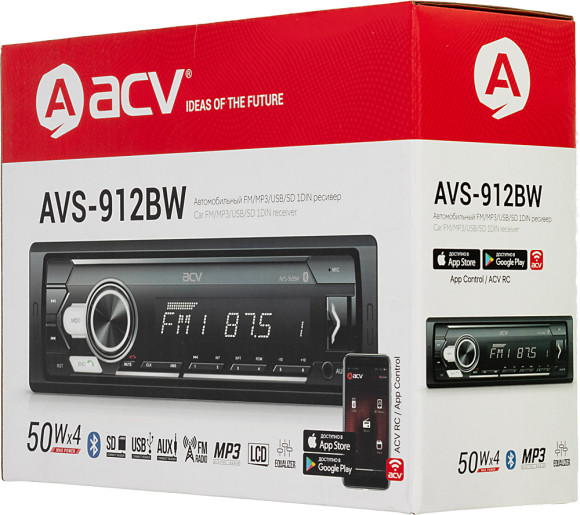 Автомагнитола ACV AVS-912BW 1DIN 4x50Вт (35957)