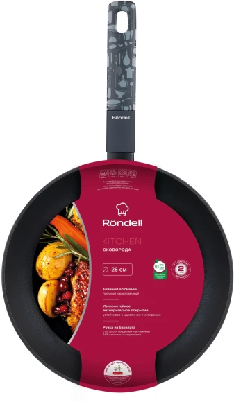 Сковорода Rondell Kitchen RDA-1984 круглая 28см покрытие: Xylan Plus ручка несъемная (без крышки) черный