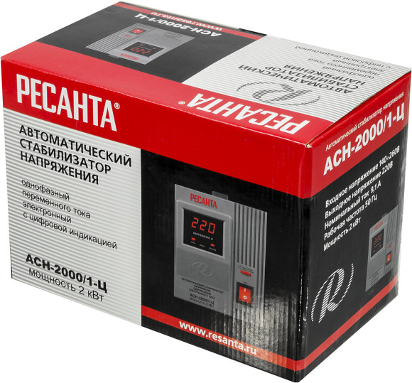 Стабилизатор напряжения Ресанта АСН-2000/1-Ц однофазный серый (63/6/4) Стабилизатор напряжения Ресанта АСН-2000/1-Ц однофазный серый (63/6/4)