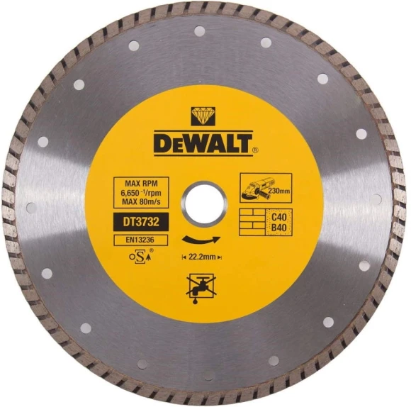 Диск алмазный DeWalt DT3732 d=230мм d(посад.)=22.2мм (угловые шлифмашины) Диск алмазный DeWalt DT3732 d=230мм d(посад.)=22.2мм (угловые шлифмашины)