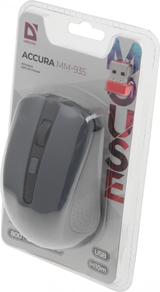 Мышь Defender Accura MM-935 серый оптическая 1600dpi беспров. USB для ноутбука 3but (52936) Мышь Defender Accura MM-935 серый оптическая 1600dpi беспров. USB для ноутбука 3but (52936)