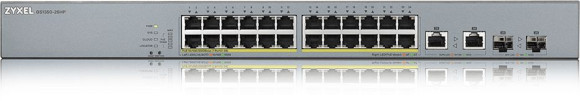 Коммутатор Zyxel GS1350-26HP-EU0101F (L2) 24x1Гбит/с 2xКомбо(1000BASE-T/SFP) 24PoE+ 375W управляемый Коммутатор Zyxel GS1350-26HP-EU0101F (L2) 24x1Гбит/с 2xКомбо(1000BASE-T/SFP) 24PoE+ 375W управляемый
