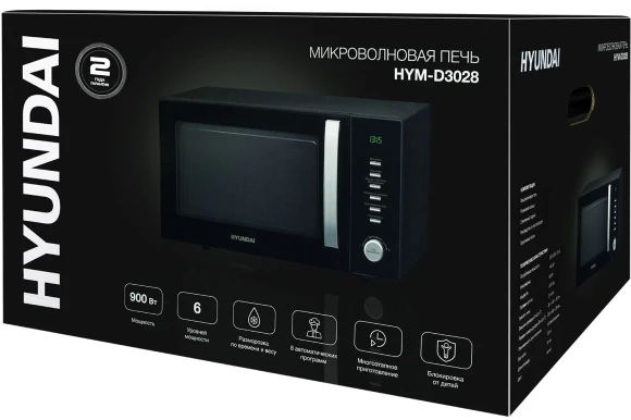 Микроволновая Печь Hyundai HYM-D3028 23л. 900Вт черный/серебристый Микроволновая Печь Hyundai HYM-D3028 23л. 900Вт черный/серебристый