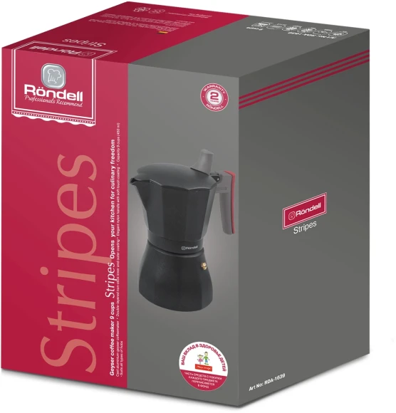 Кофеварка гейзерн. Rondell Stripes RDA-1639 0.45л алюминий темно-серый Кофеварка гейзерн. Rondell Stripes RDA-1639 0.45л алюминий темно-серый